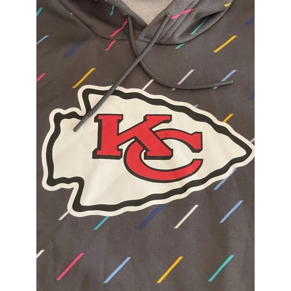 Nike Kansas City Chiefs Crucial Catch Hoodie Dri-Fit Gray Cancer Awareness Sz XL